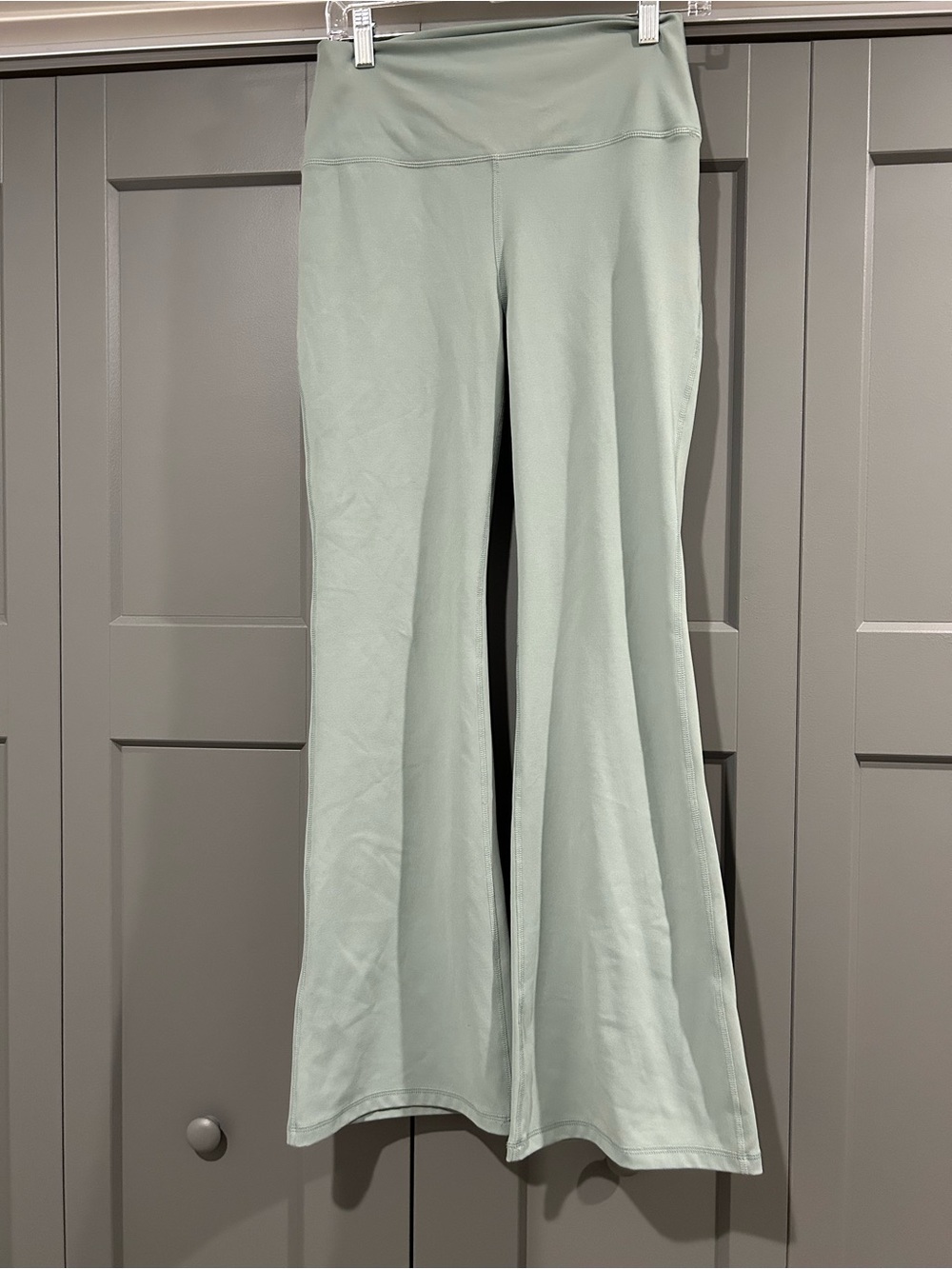90 Degrees by reflex Women's High-Waist Flare Yoga Pants in Sage Green